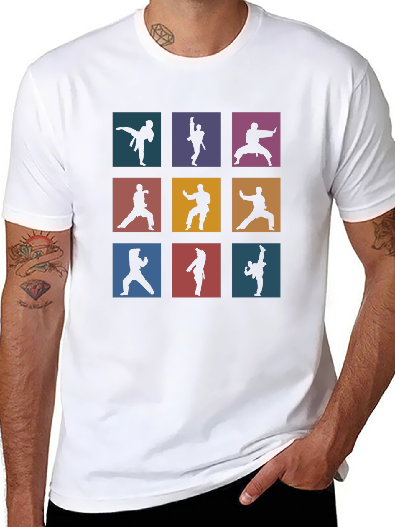 Martial Arts Silhouette Graphic Print T-Shirt