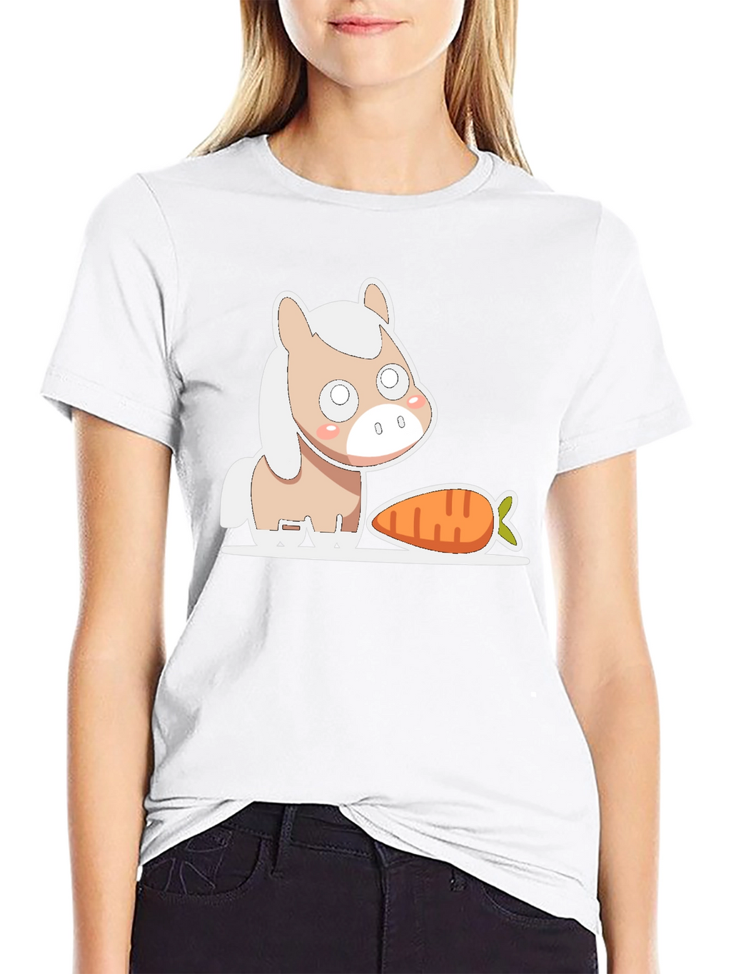 Cute Horse and Carrot Graphic Tee