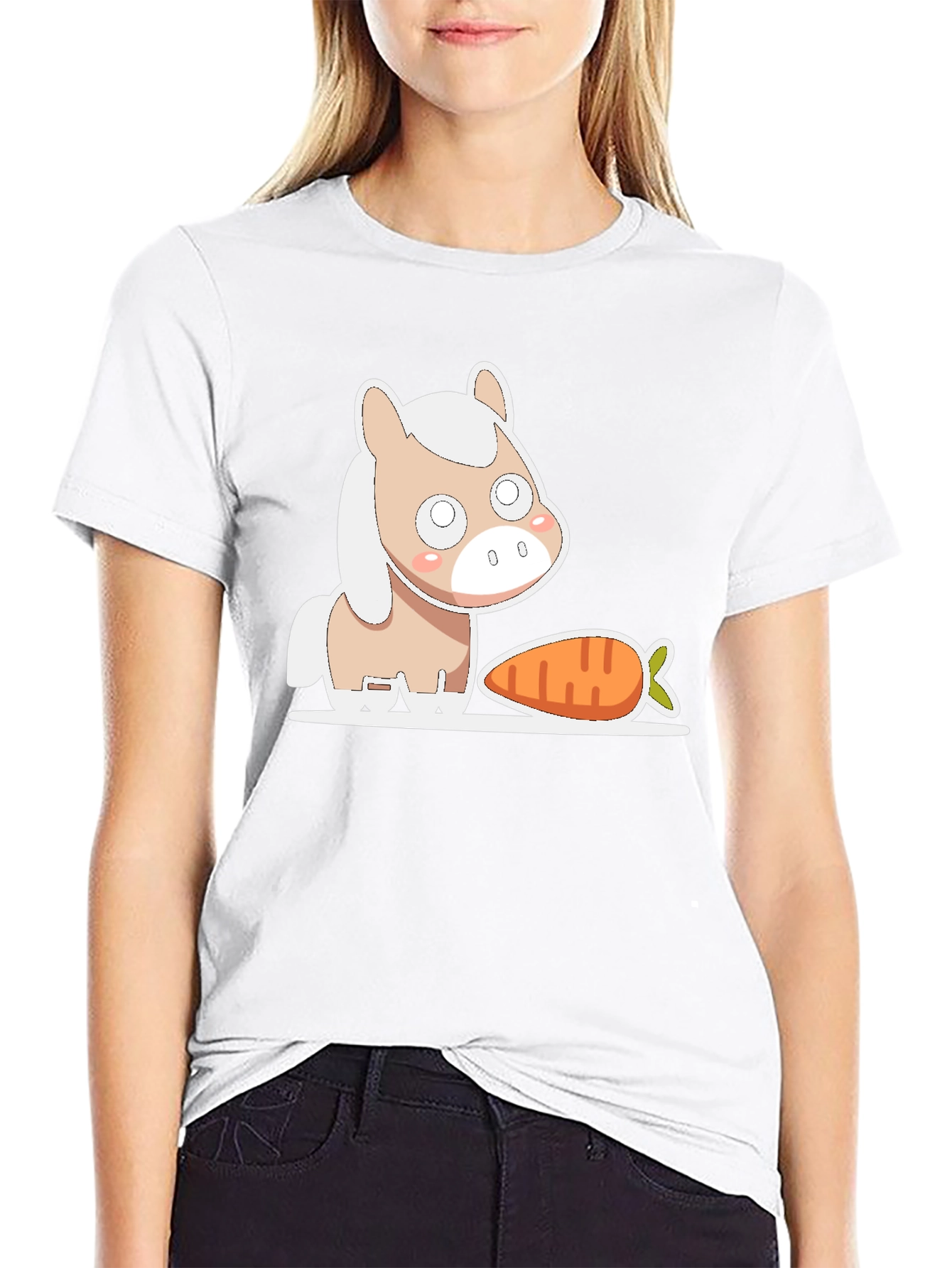 Cute Horse and Carrot Graphic Tee