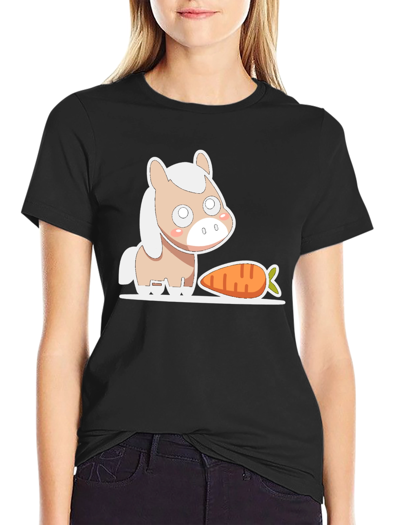 Cute Horse and Carrot Graphic Tee