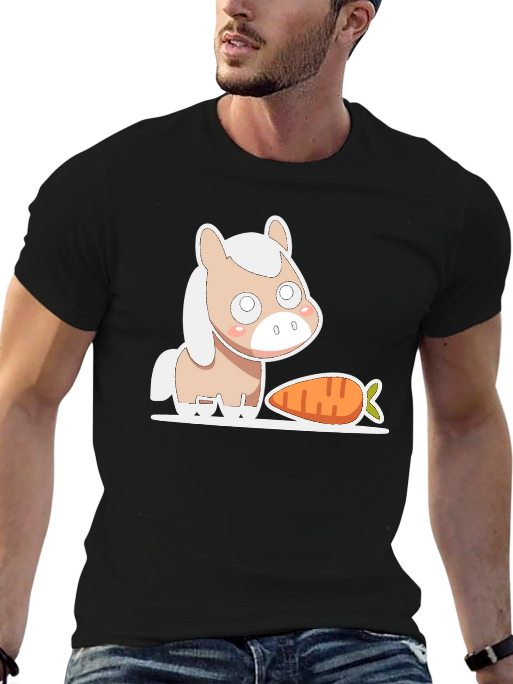Cute Horse and Carrot Graphic Tee