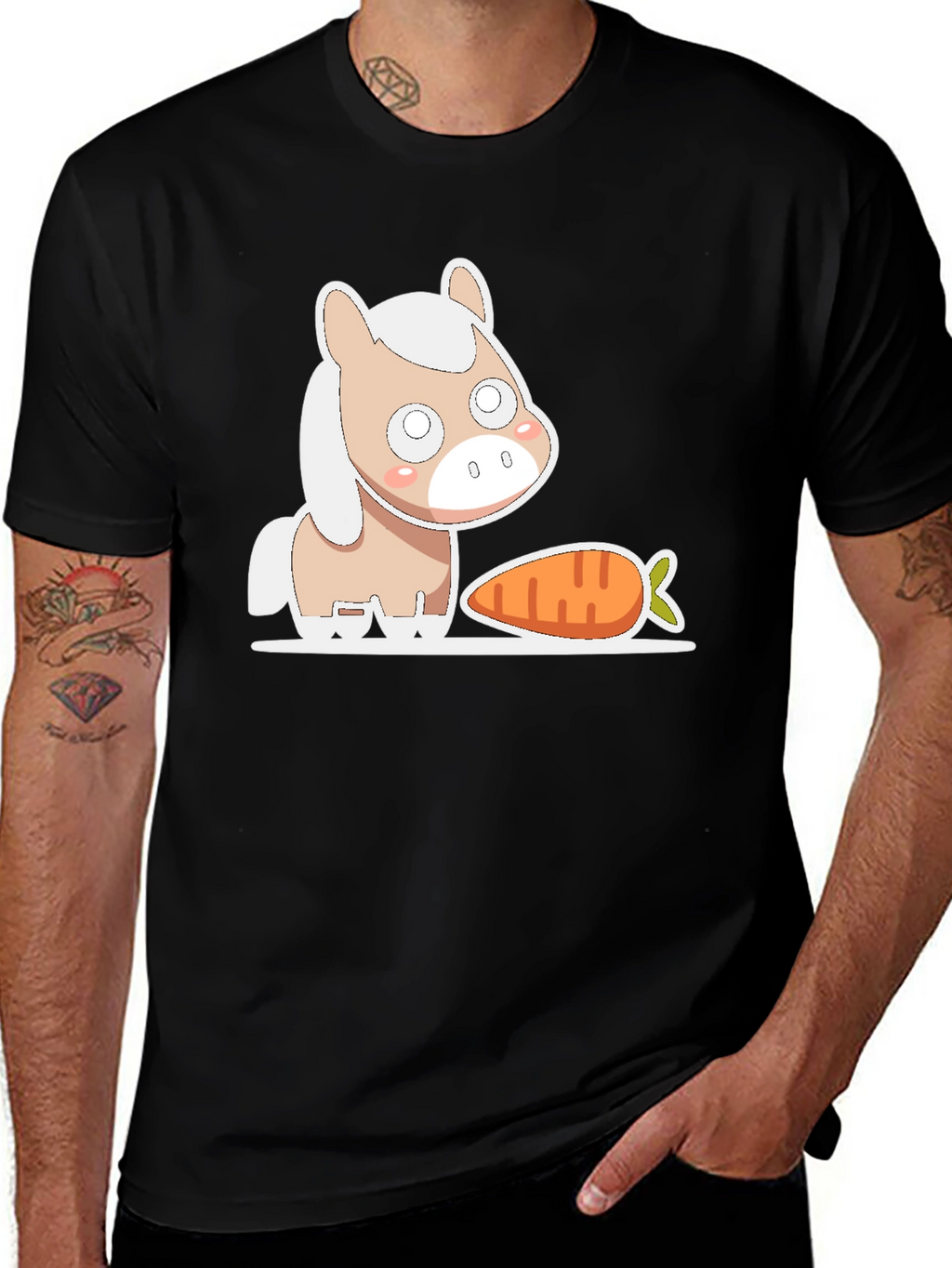 Cute Horse and Carrot Graphic Tee