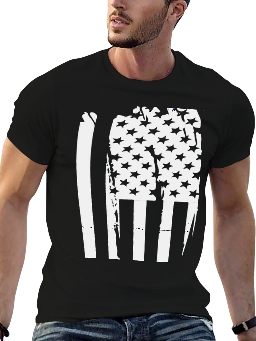 American Flag Distressed Graphic T-Shirt