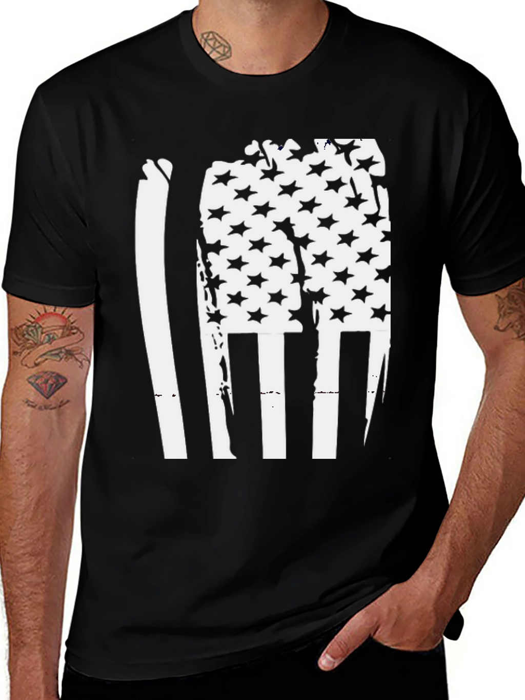 American Flag Distressed Graphic T-Shirt