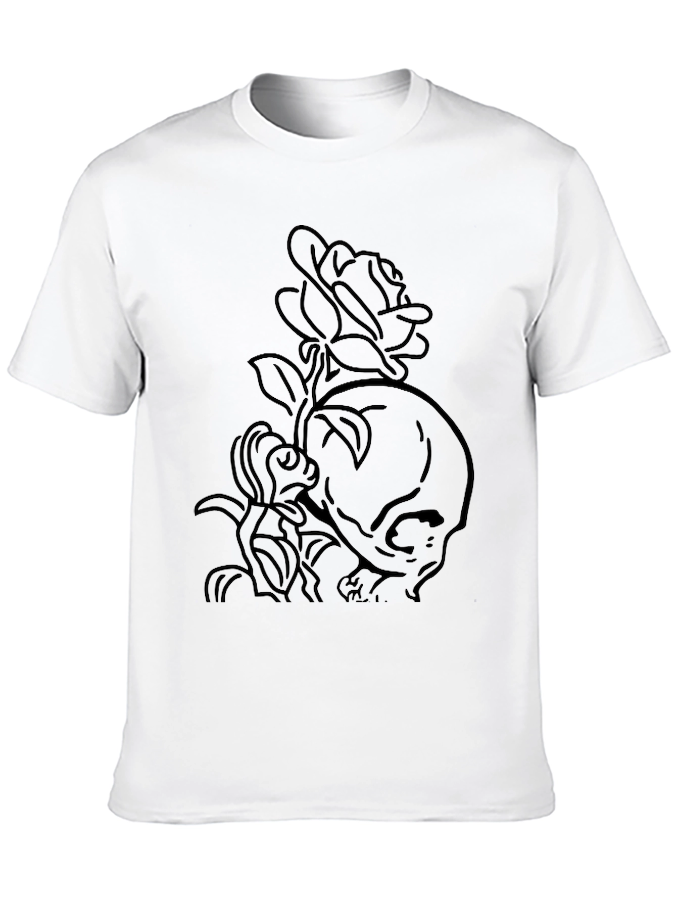 Skull & Rose Graphic Tee - Classic Black T-Shirt