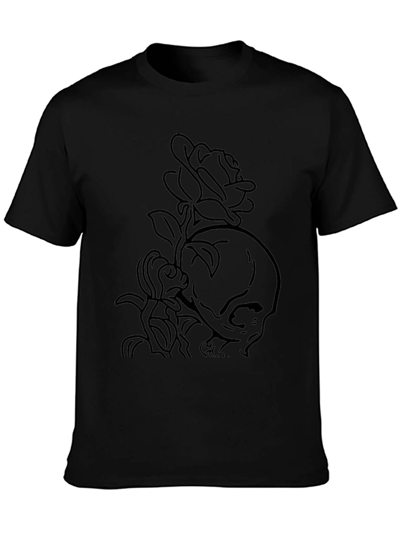 Skull & Rose Graphic Tee - Classic Black T-Shirt