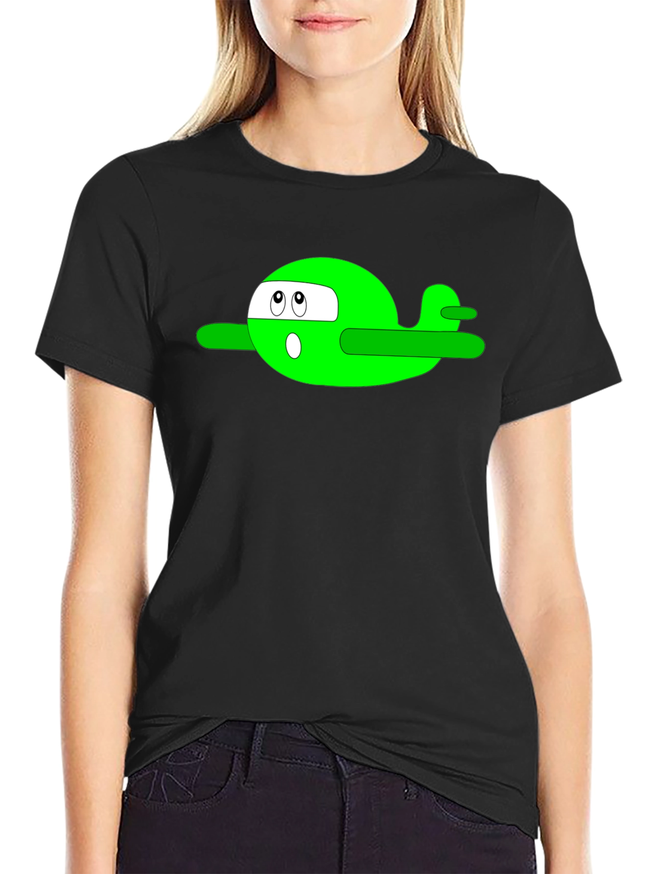 Cartoon Plane Graphic Tee - Black