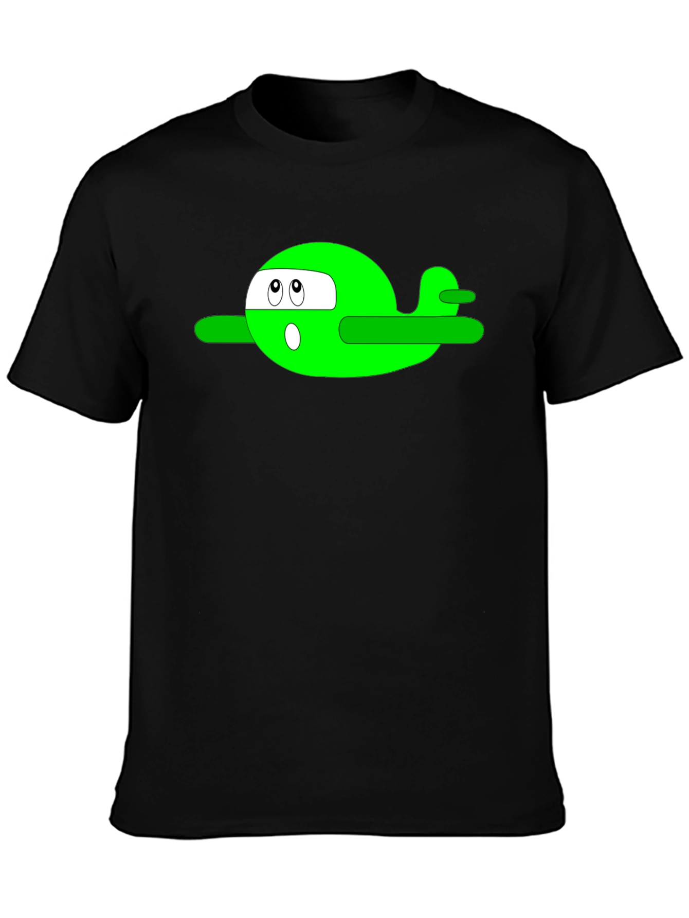 Cartoon Plane Graphic Tee - Black