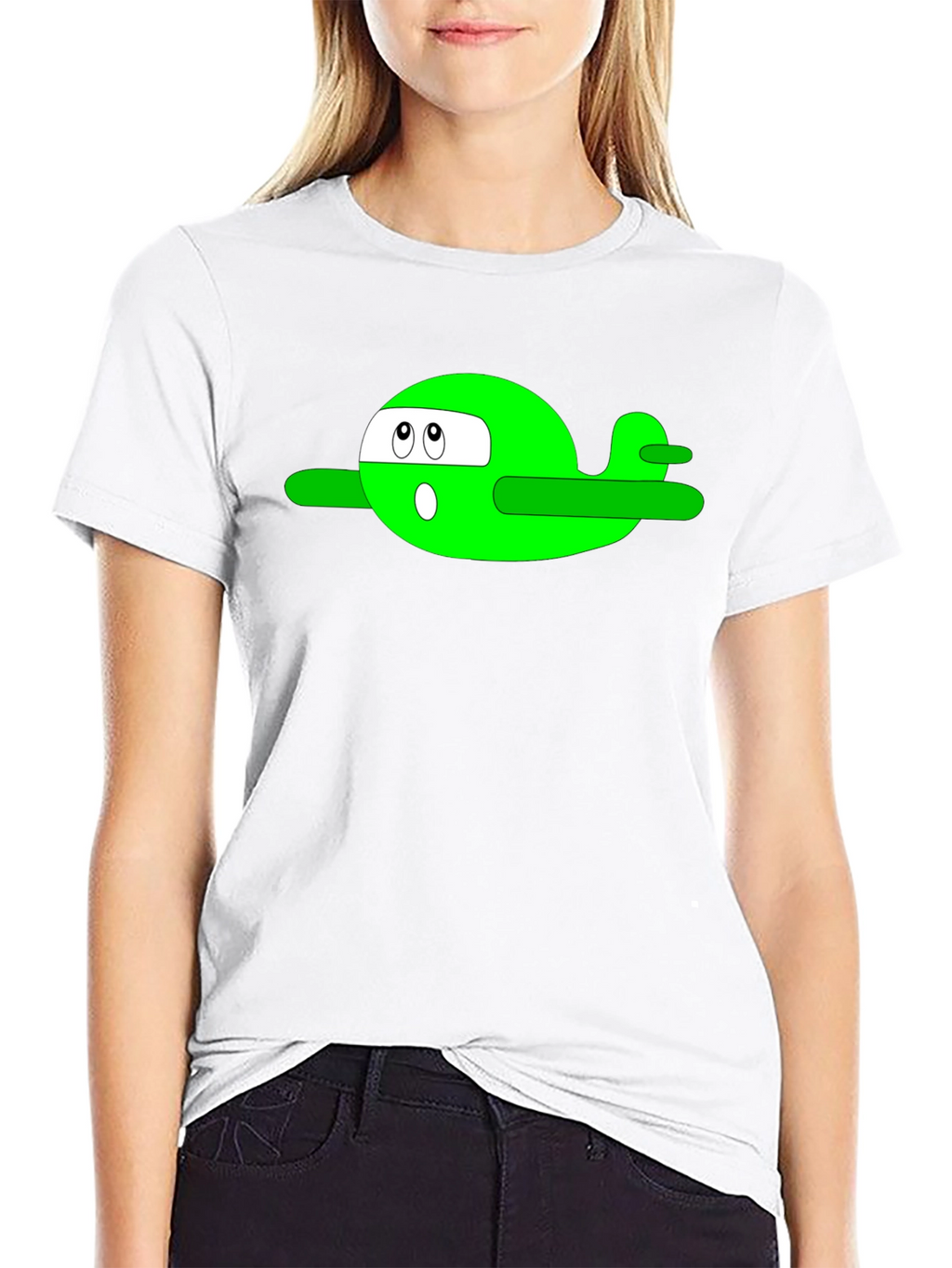 Cartoon Plane Graphic Tee - Black