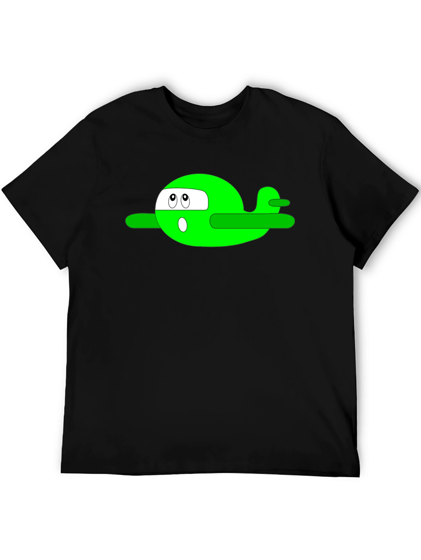 Cartoon Plane Graphic Tee - Black