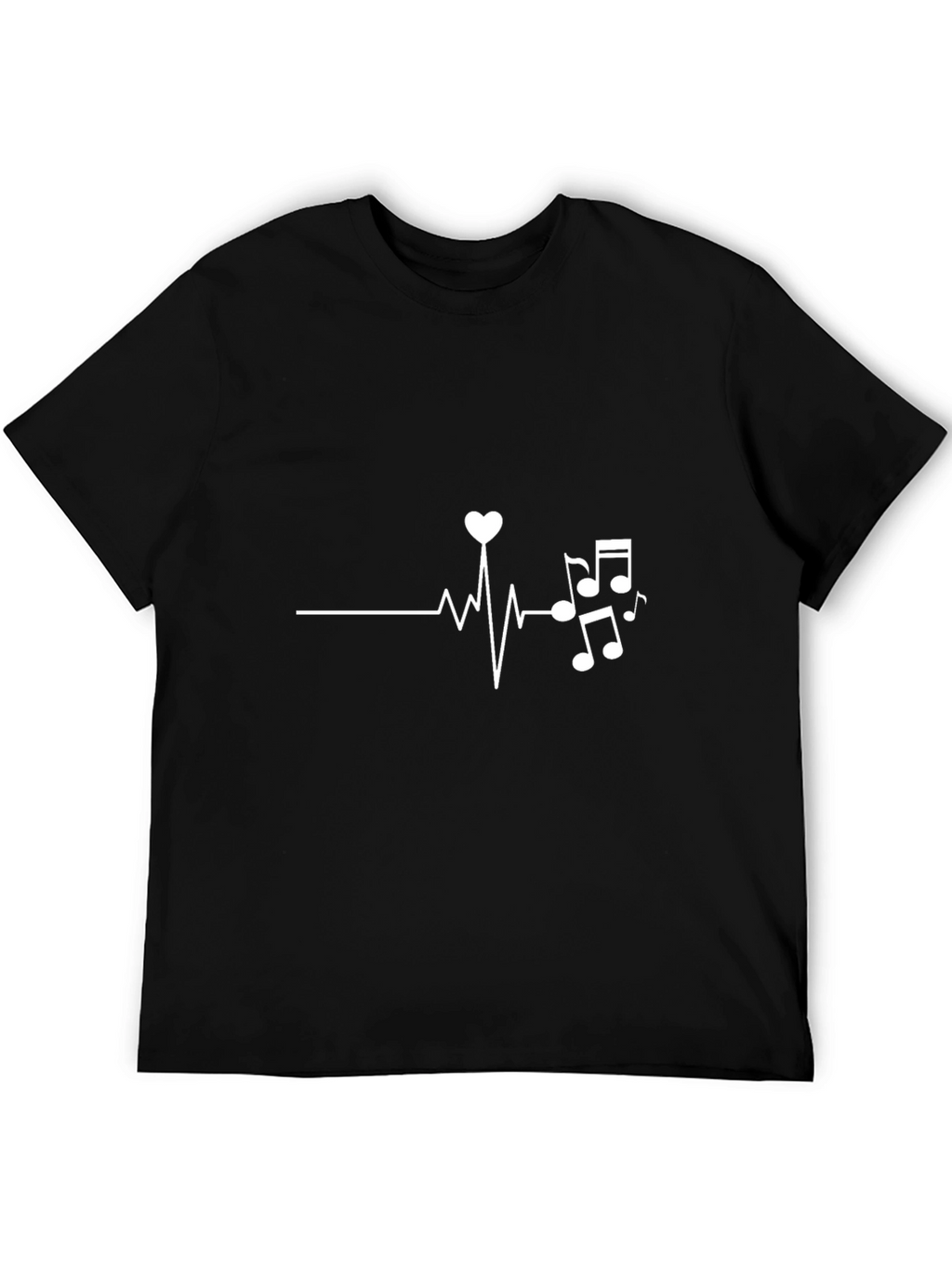 Heartbeat Music Note Graphic T-Shirt - Black