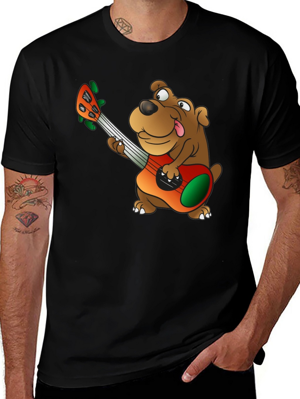 Dog Playing Guitar Graphic T-Shirt