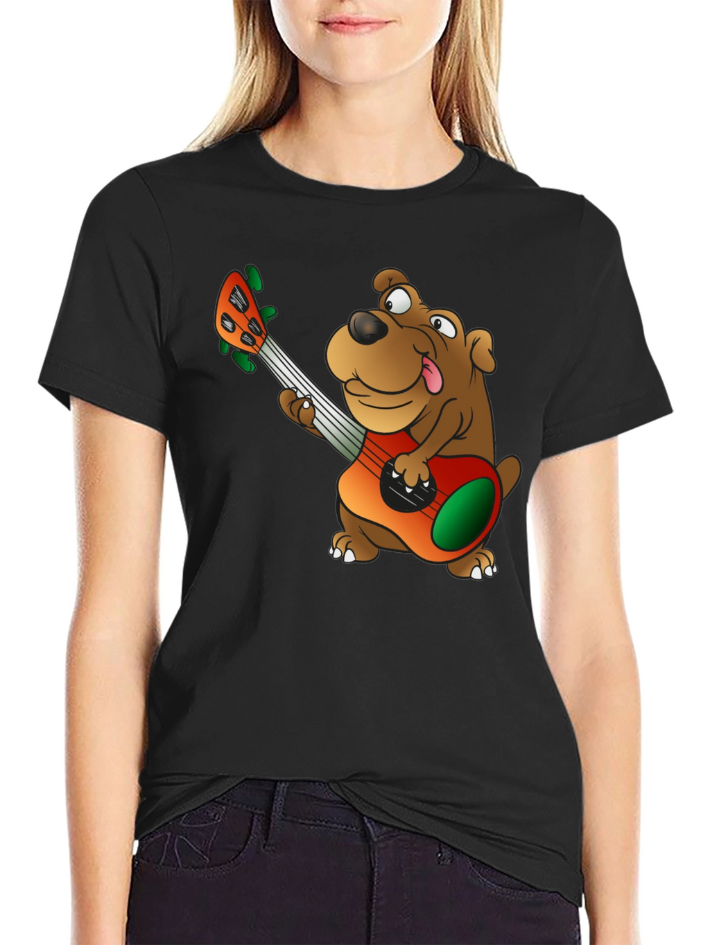 Dog Playing Guitar Graphic T-Shirt