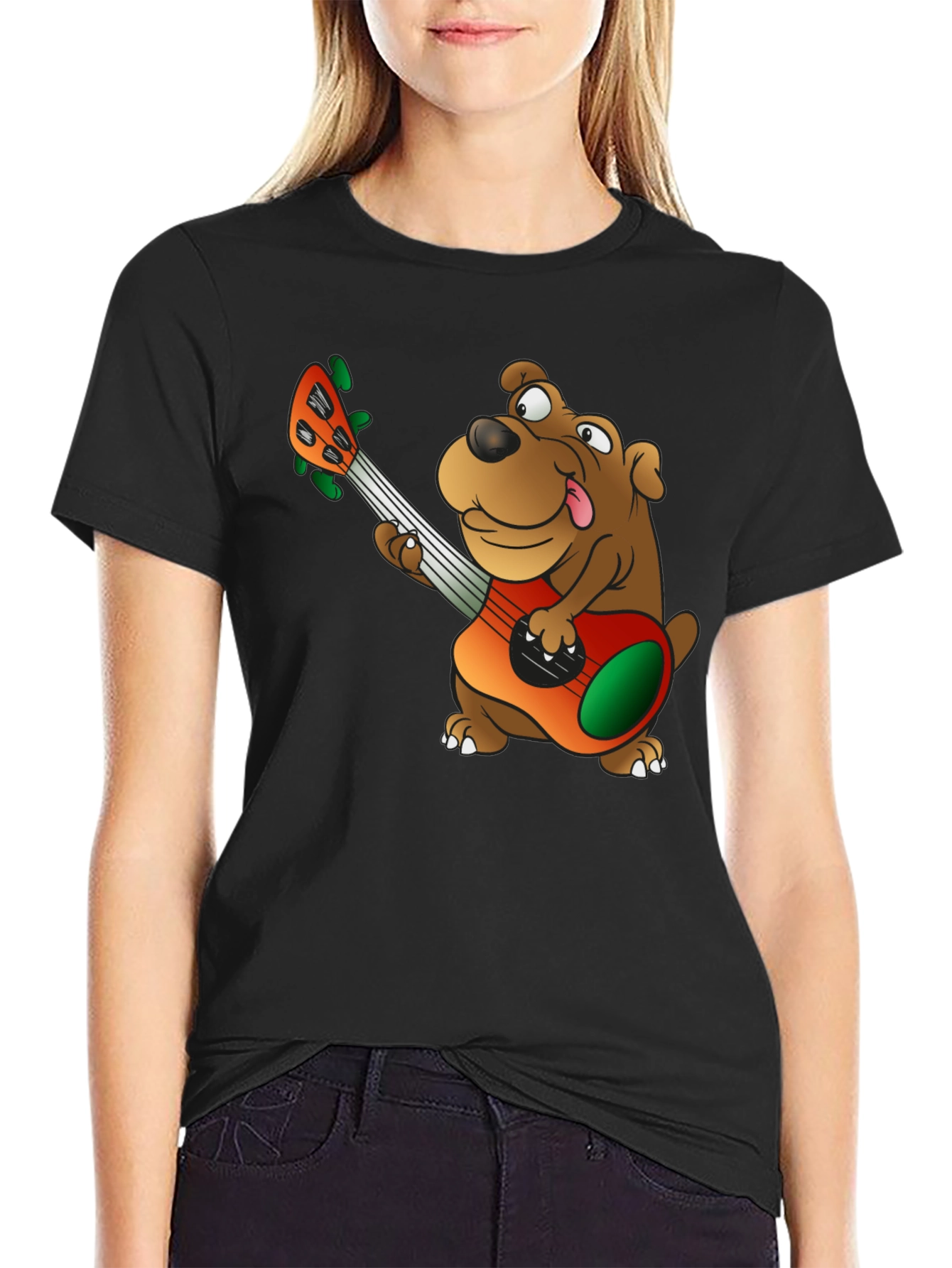 Dog Playing Guitar Graphic T-Shirt