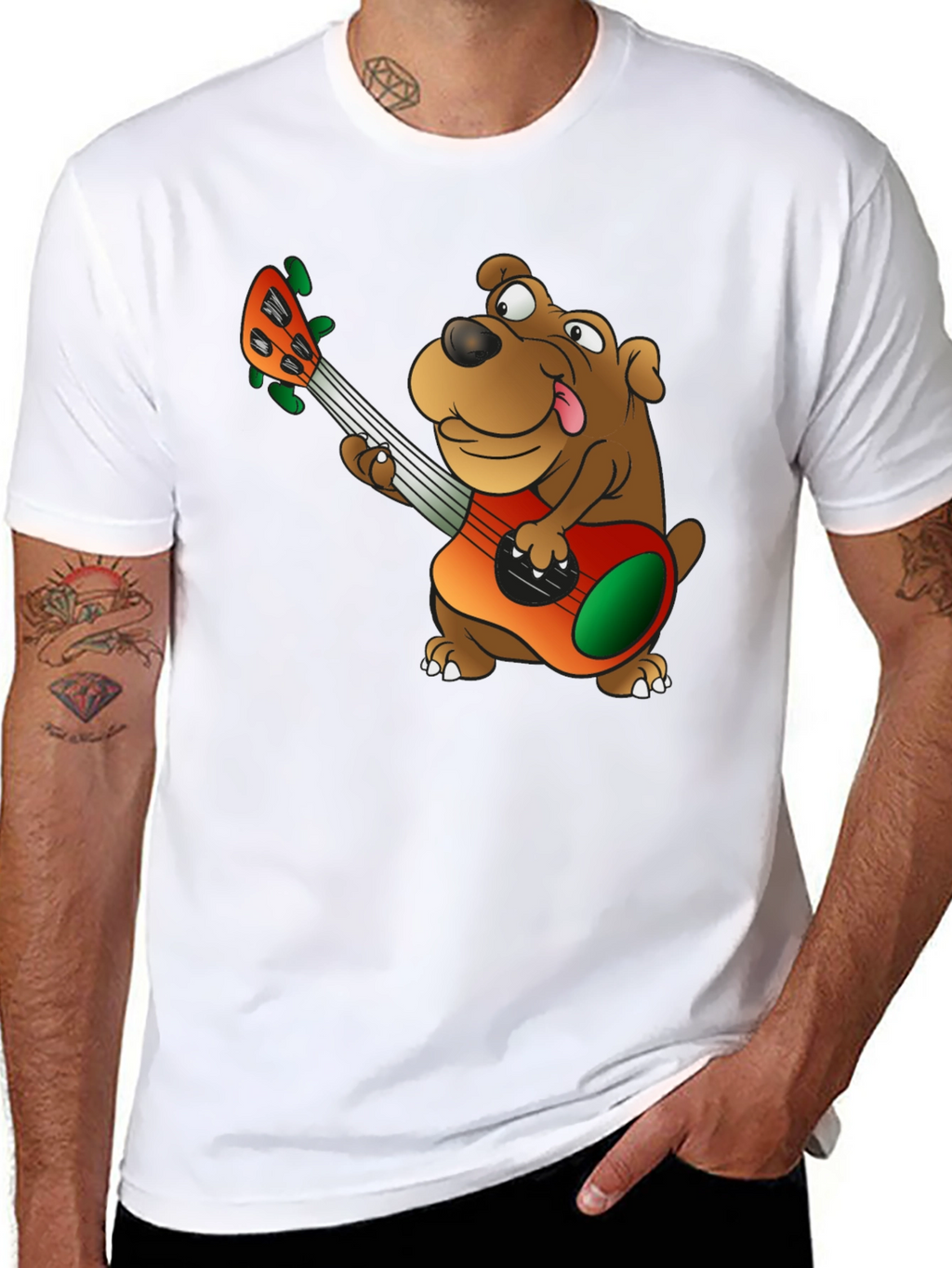 Dog Playing Guitar Graphic T-Shirt