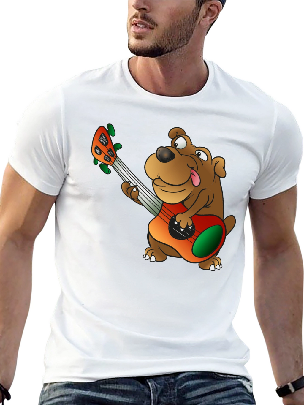 Dog Playing Guitar Graphic T-Shirt