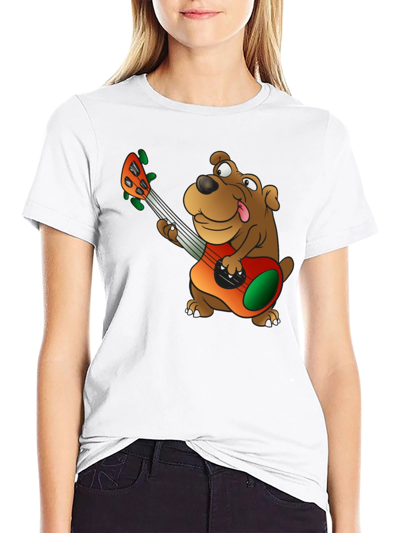 Dog Playing Guitar Graphic T-Shirt