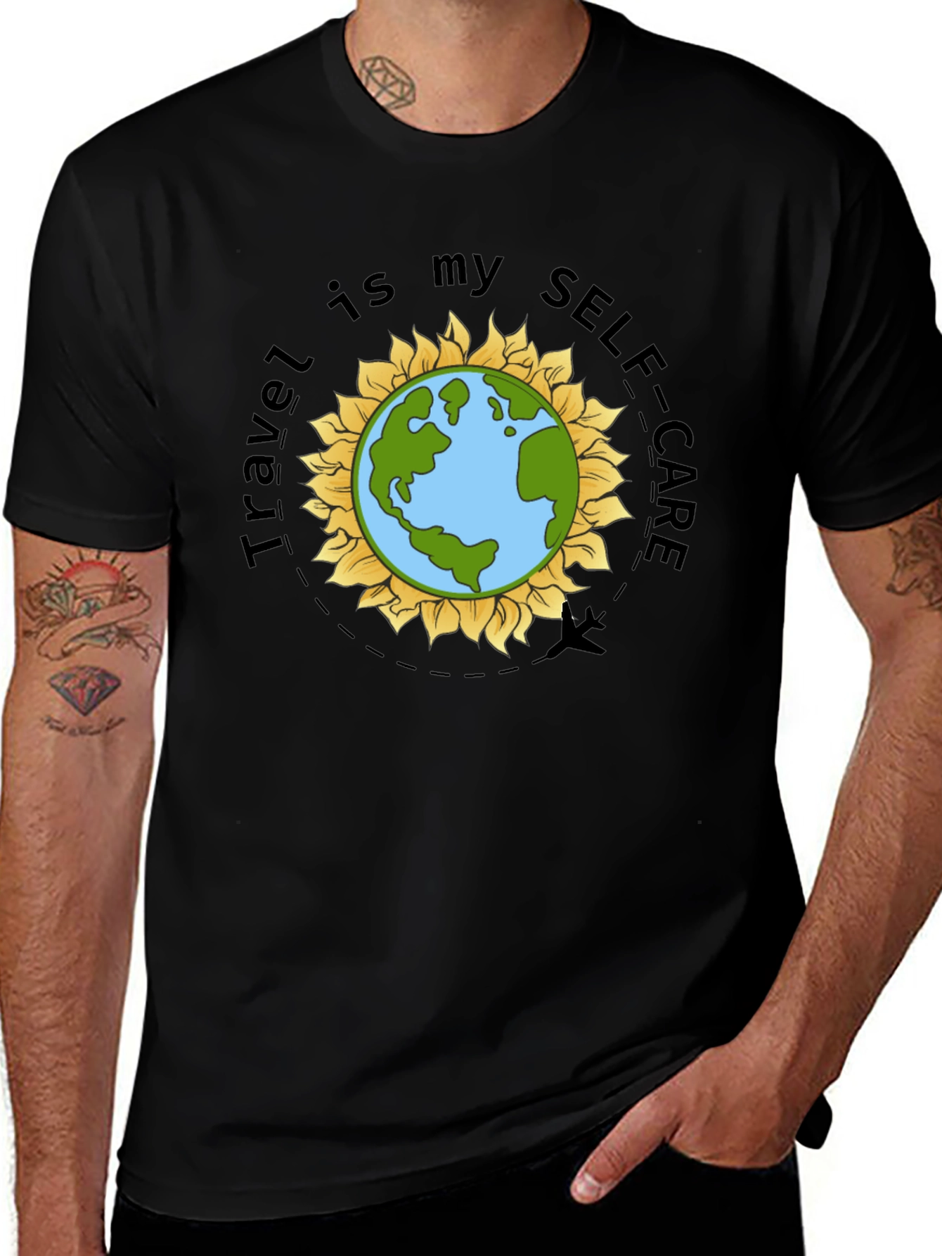 Travel is My Self-Care Earth Graphic T-Shirt