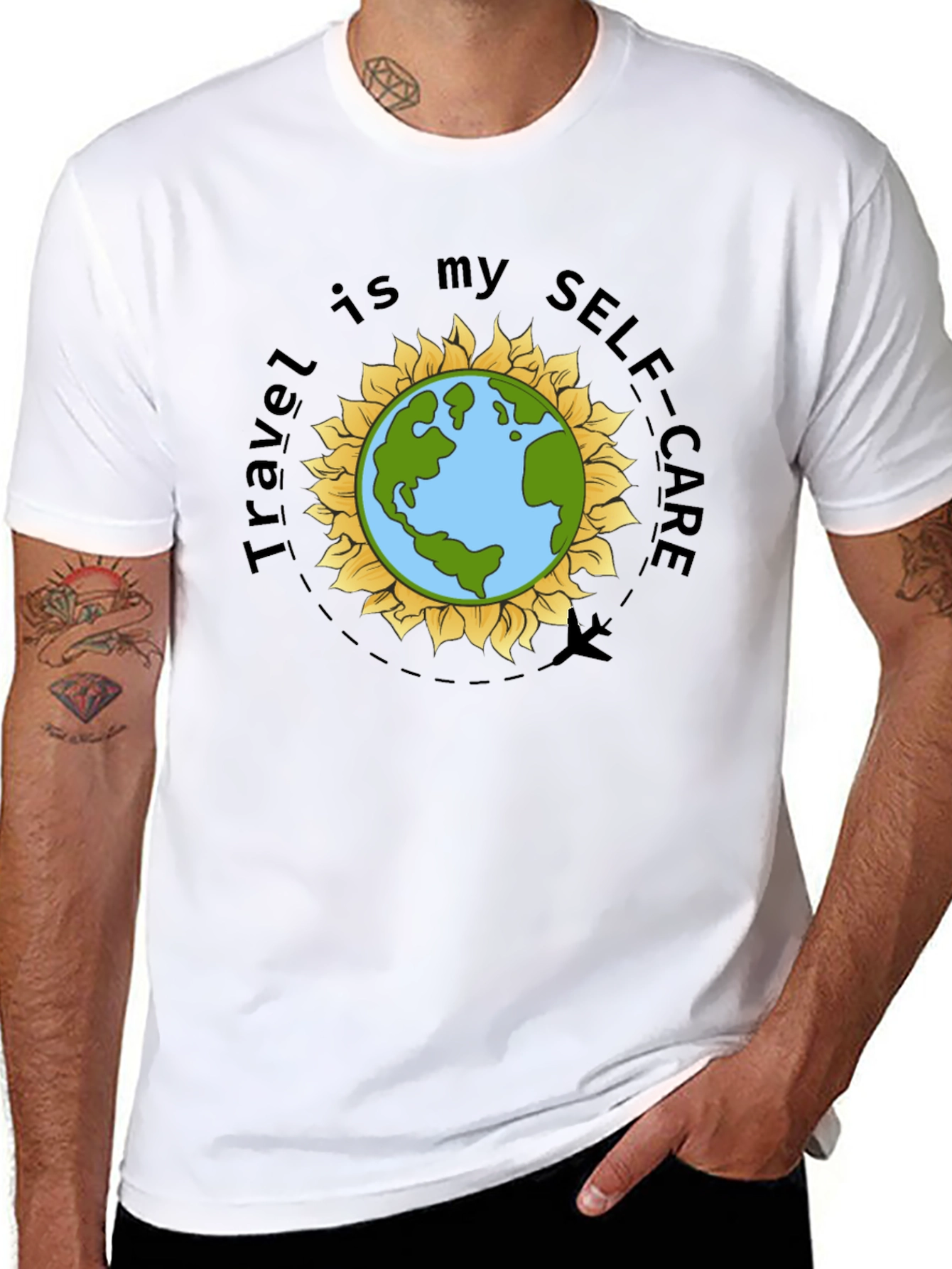 Travel is My Self-Care Earth Graphic T-Shirt