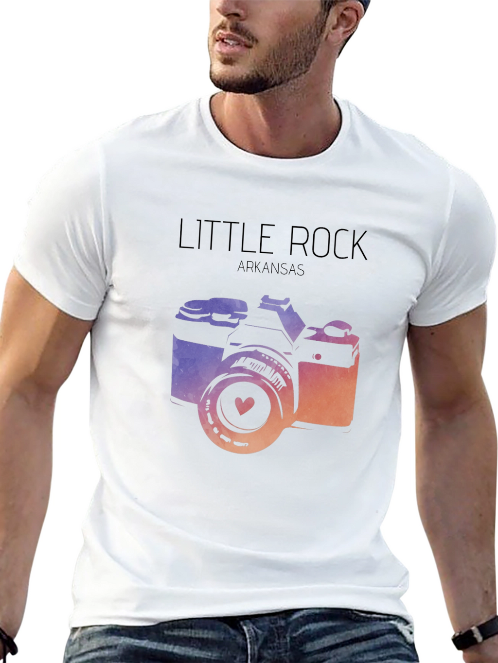 Little Rock Arkansas Camera Graphic T-Shirt