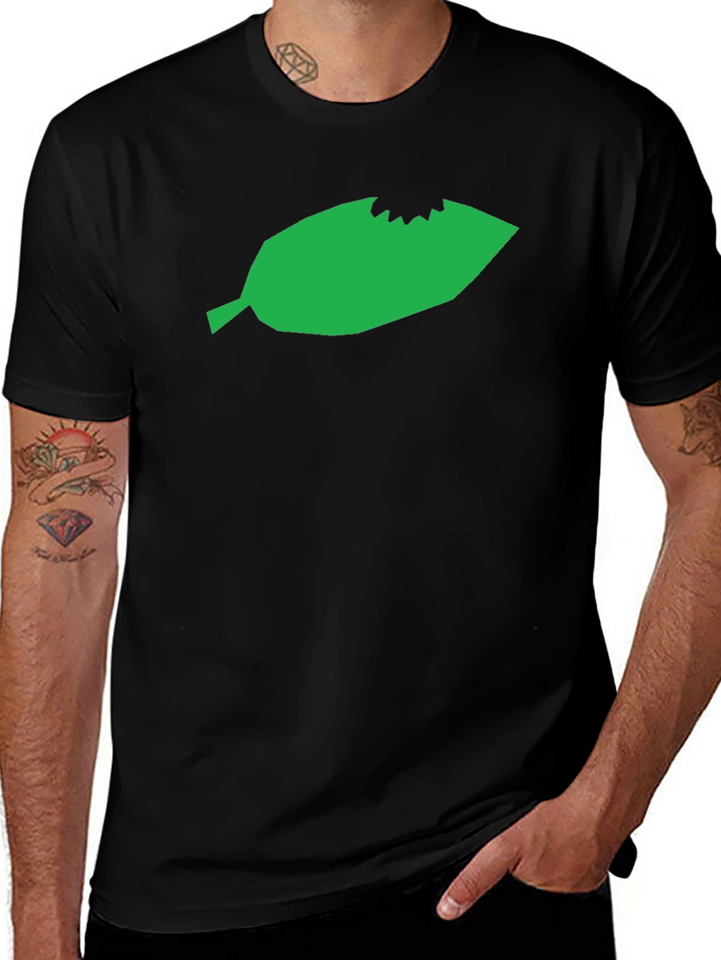 Leaf Bite Graphic Tee - Unisex Black T-Shirt