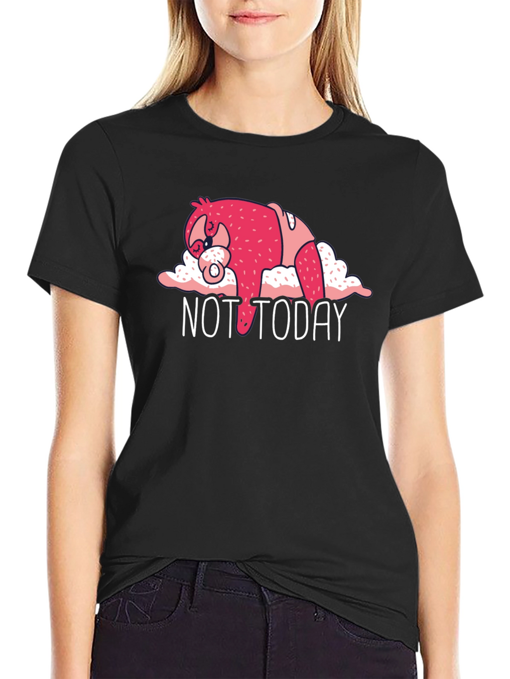 Not Today Sloth Graphic Tee - Black