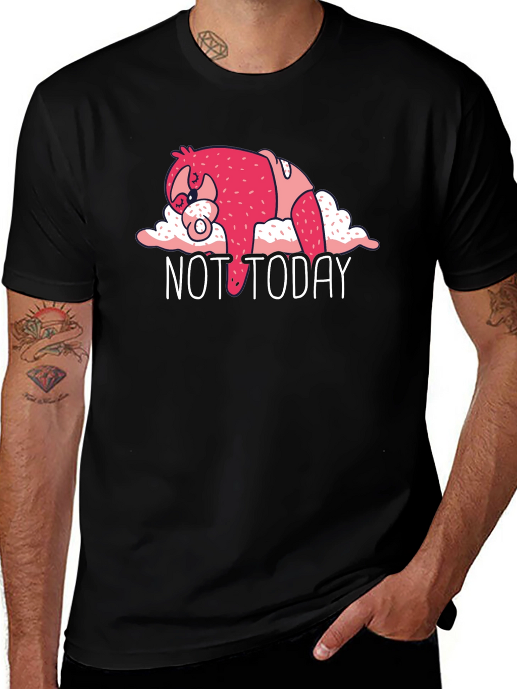 Not Today Sloth Graphic Tee - Black
