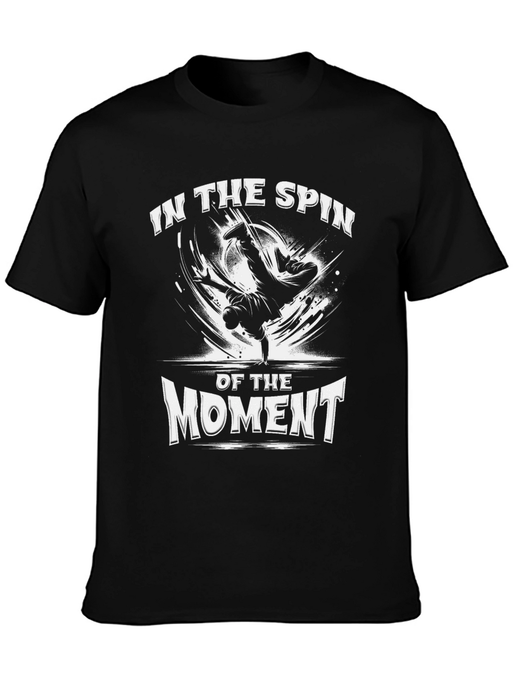 In The Spin of The Moment Black Graphic Tee