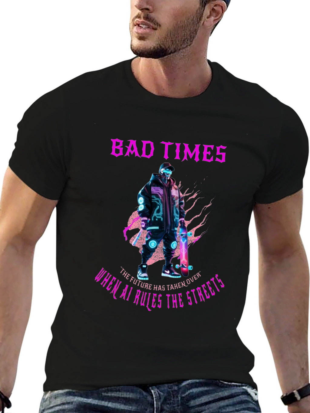 Cyberpunk AI T-Shirt - Bad Times Ahead