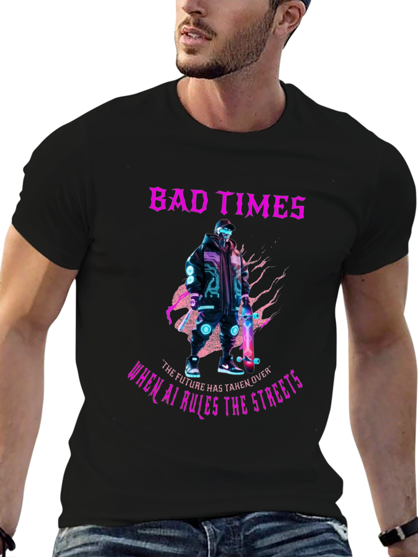 Cyberpunk AI T-Shirt - Bad Times Ahead