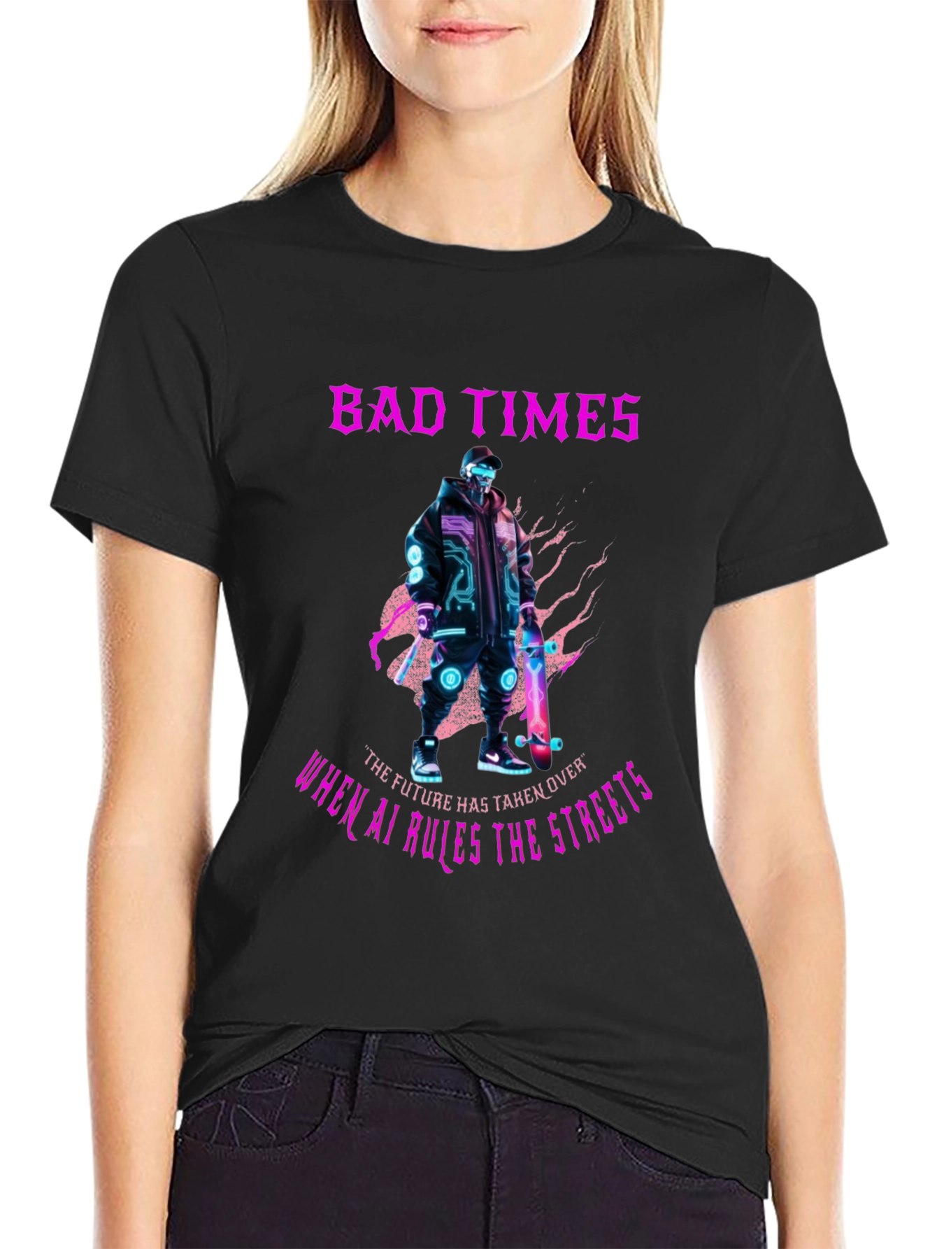 Cyberpunk AI T-Shirt - Bad Times Ahead