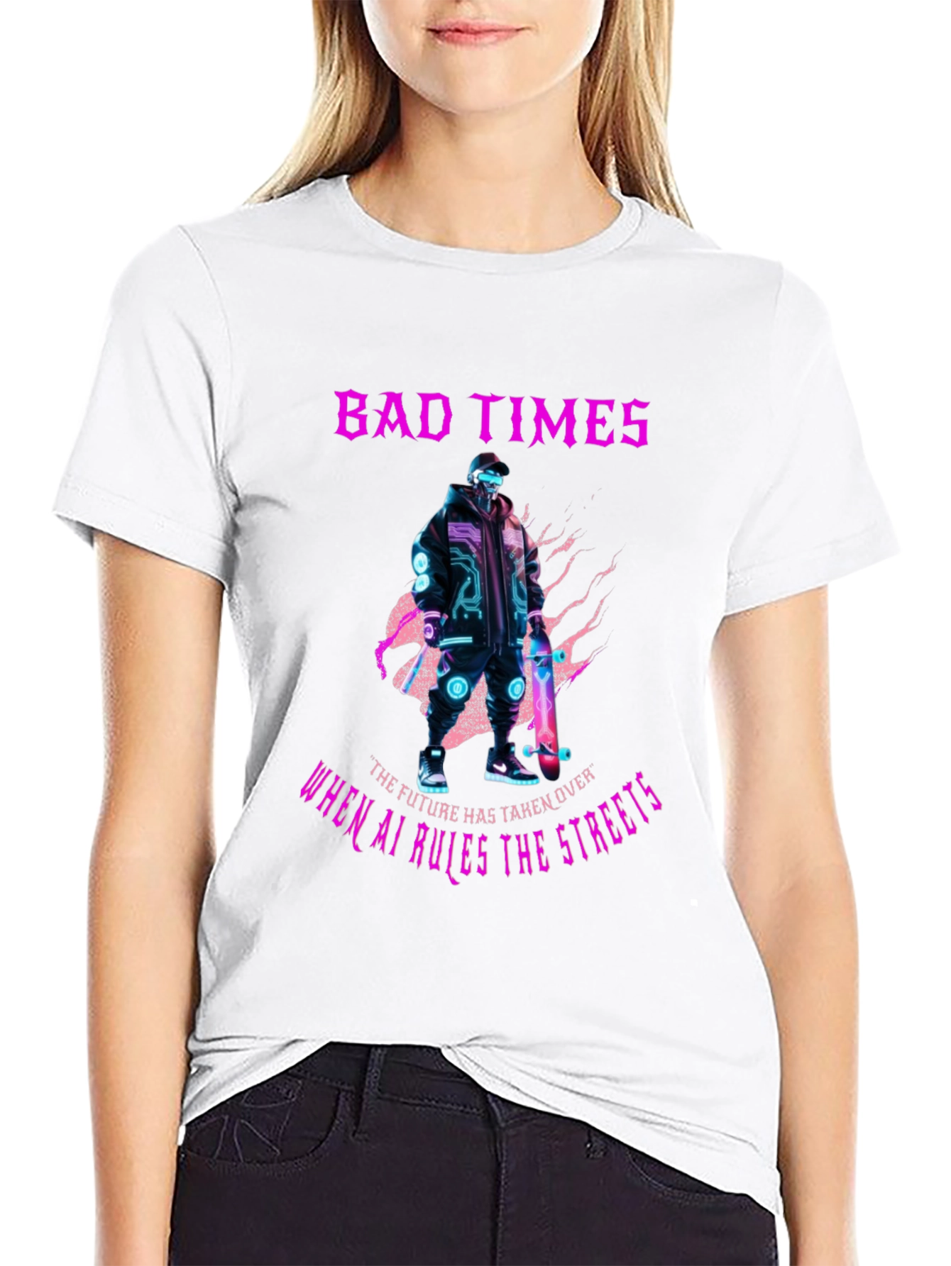 Cyberpunk AI T-Shirt - Bad Times Ahead