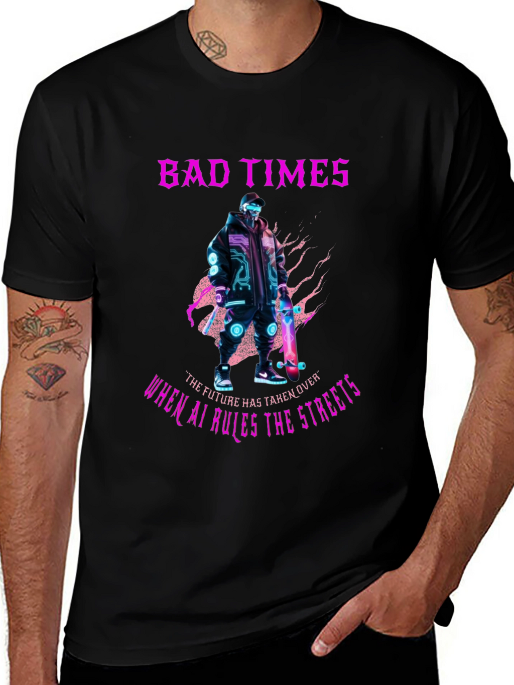 Cyberpunk AI T-Shirt - Bad Times Ahead