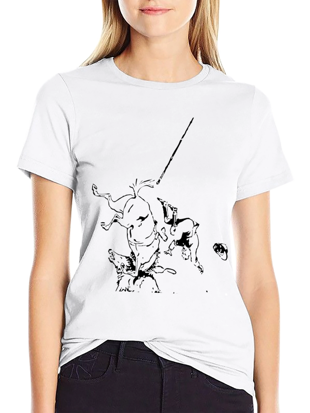 Mens Black Graphic Tee - Medieval Hunting Scene