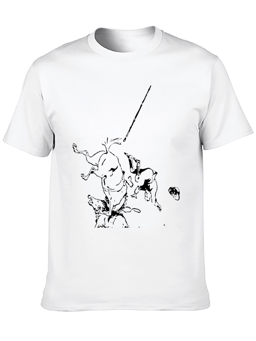 Mens Black Graphic Tee - Medieval Hunting Scene