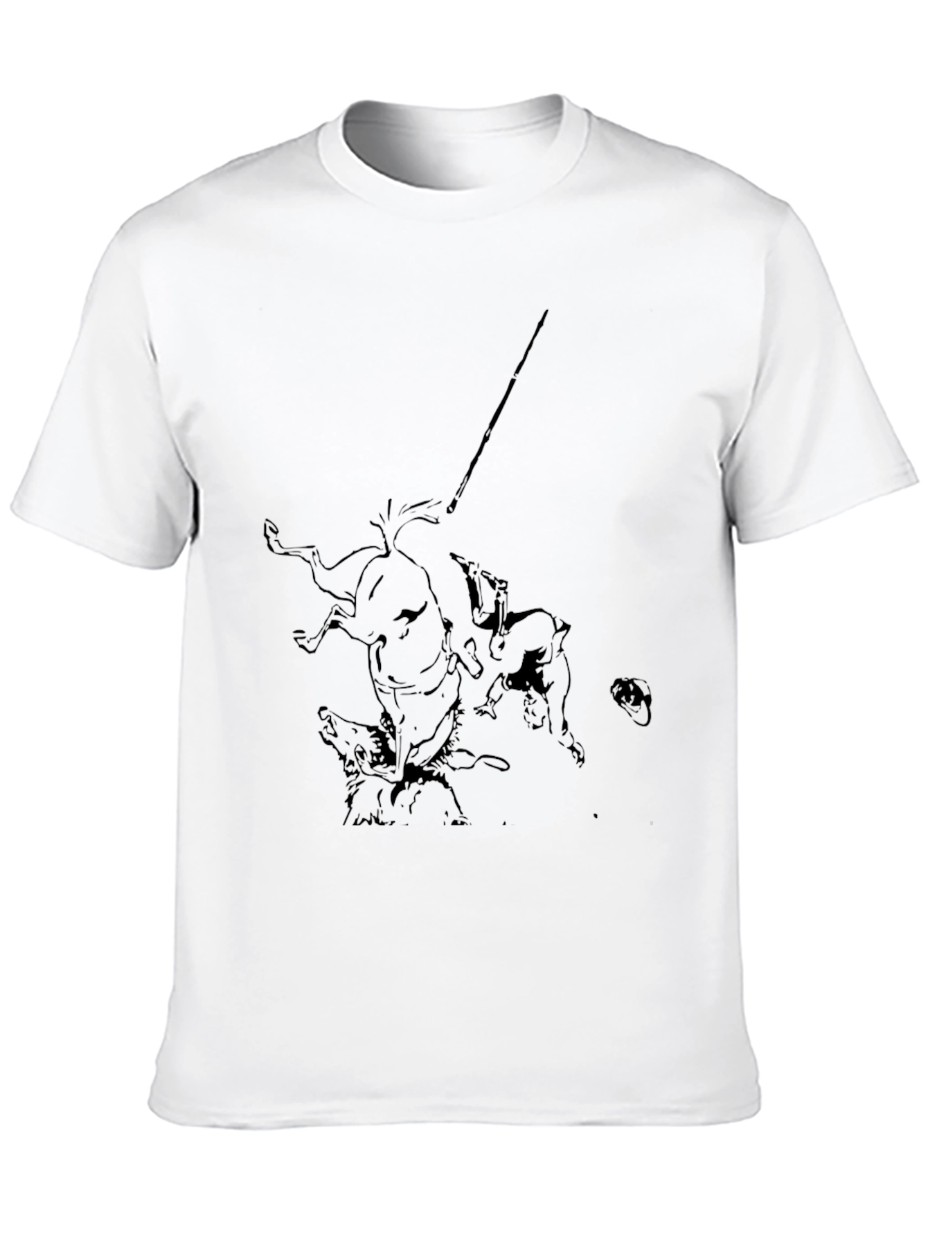 Mens Black Graphic Tee - Medieval Hunting Scene