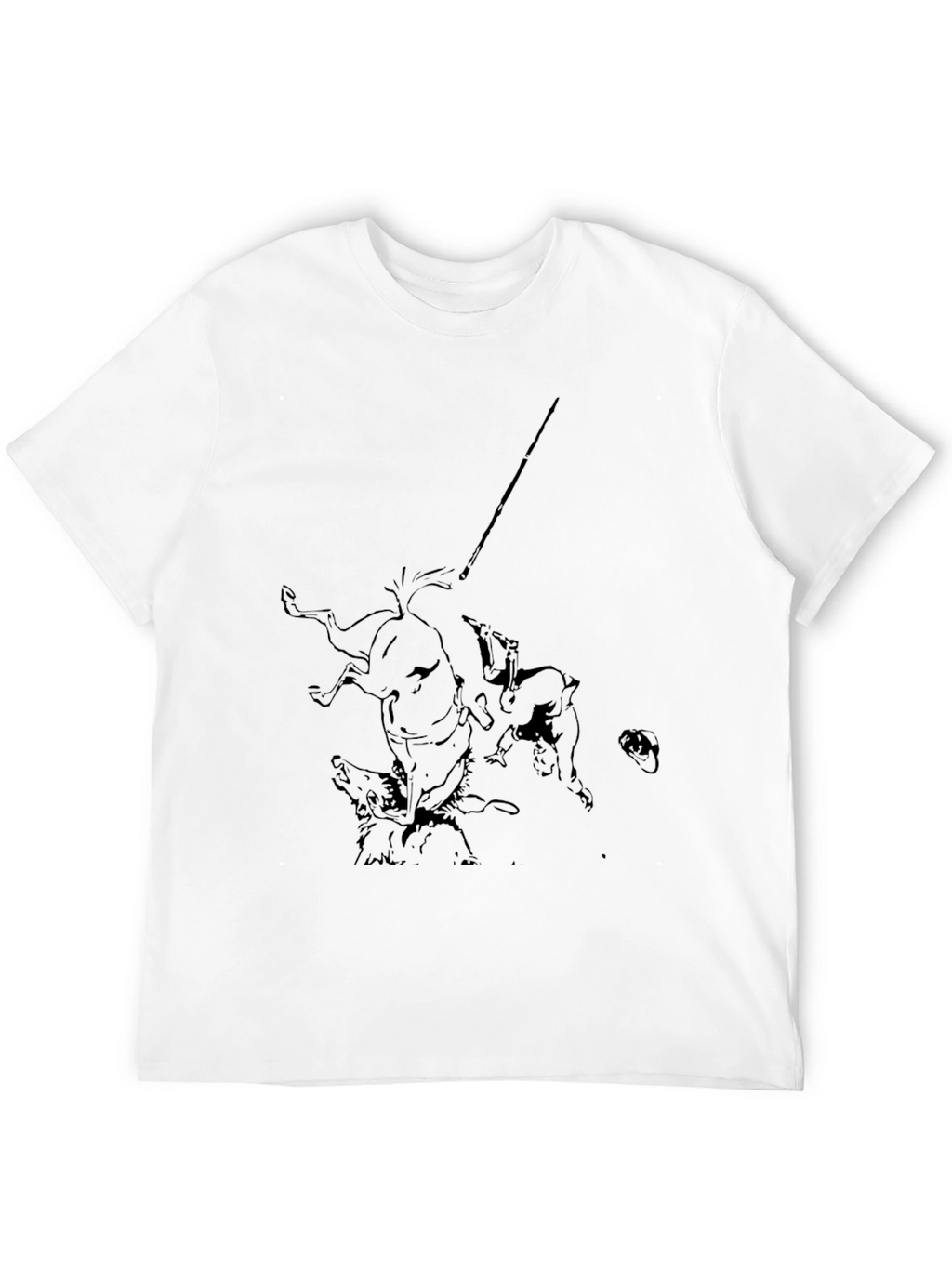 Mens Black Graphic Tee - Medieval Hunting Scene