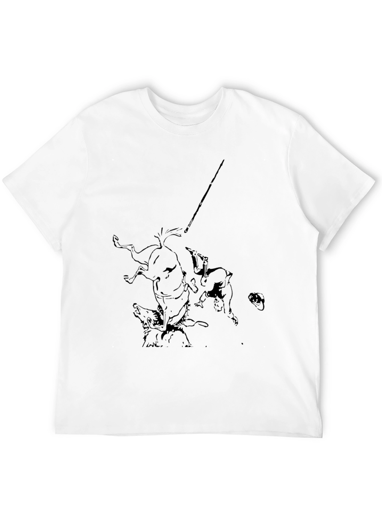 Mens Black Graphic Tee - Medieval Hunting Scene
