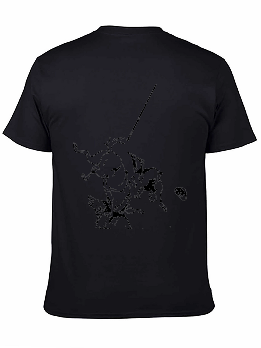 Mens Black Graphic Tee - Medieval Hunting Scene