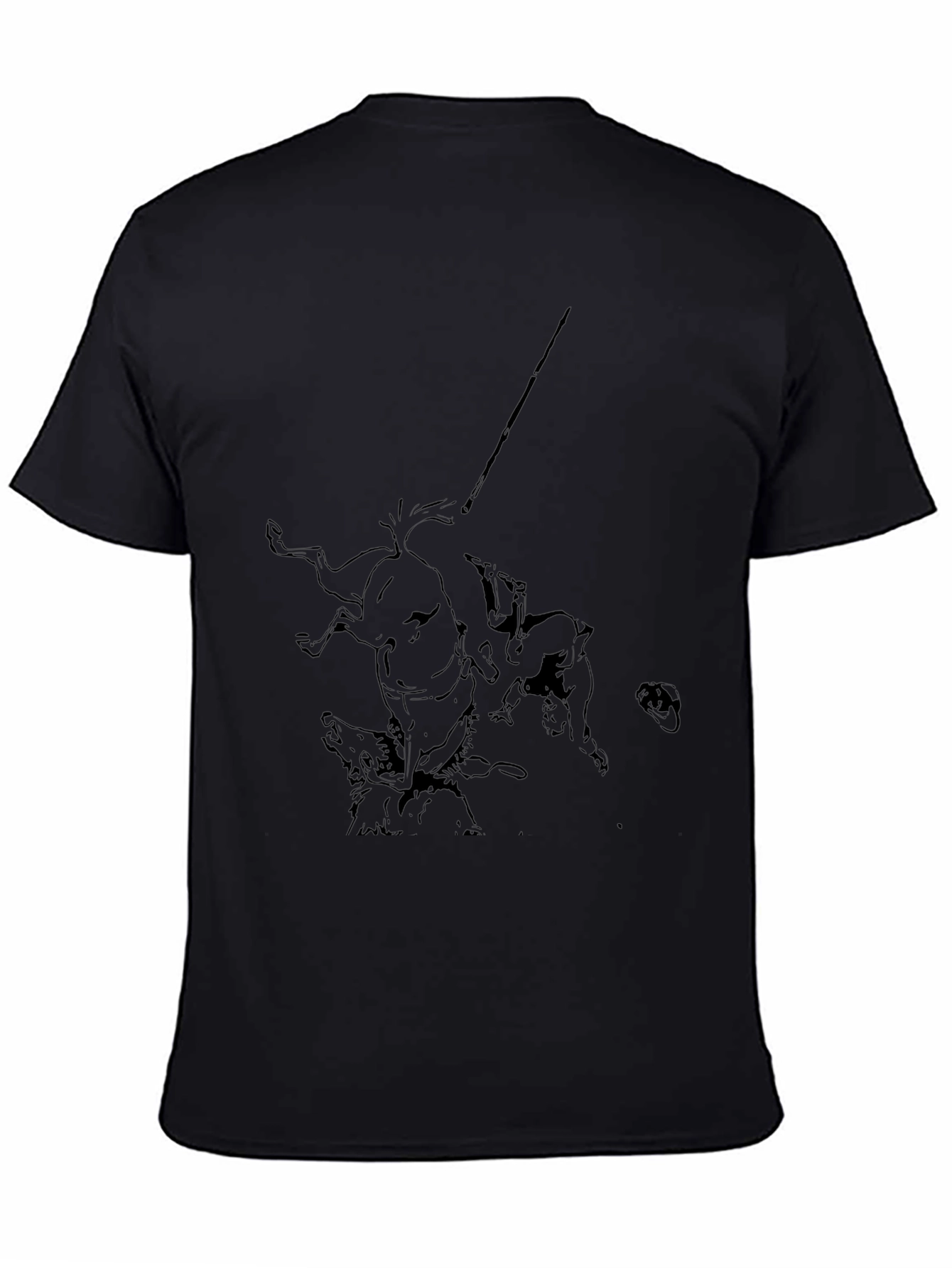 Mens Black Graphic Tee - Medieval Hunting Scene