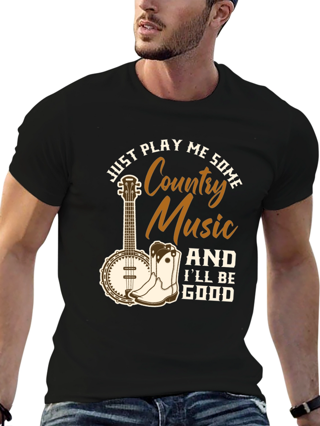 Country Music Graphic T-Shirt - Black
