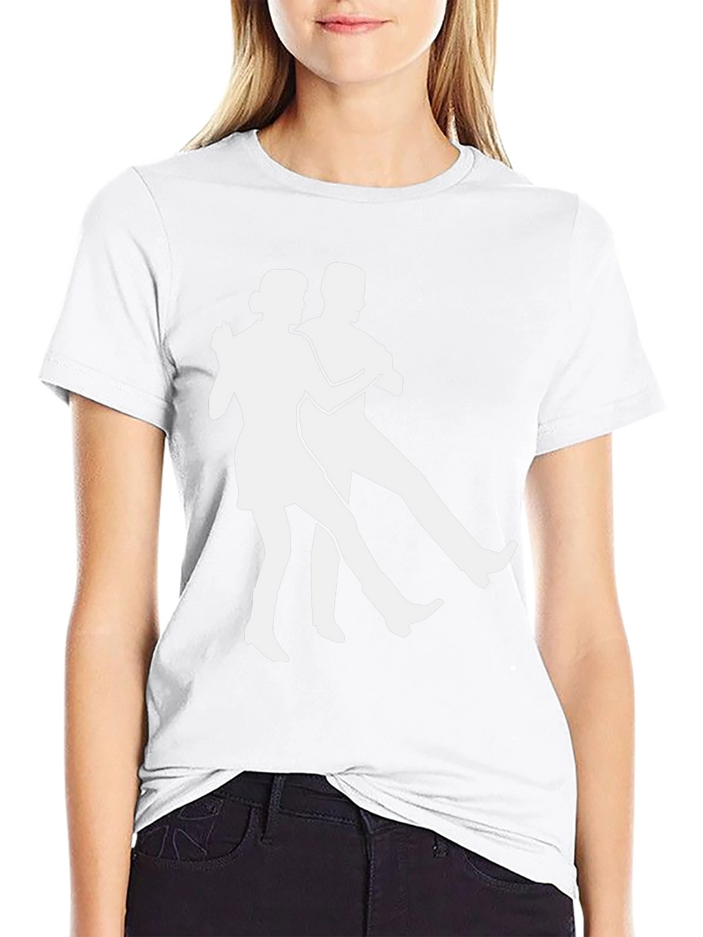 Dancing Duo Graphic Tee - Black Cotton T-Shirt