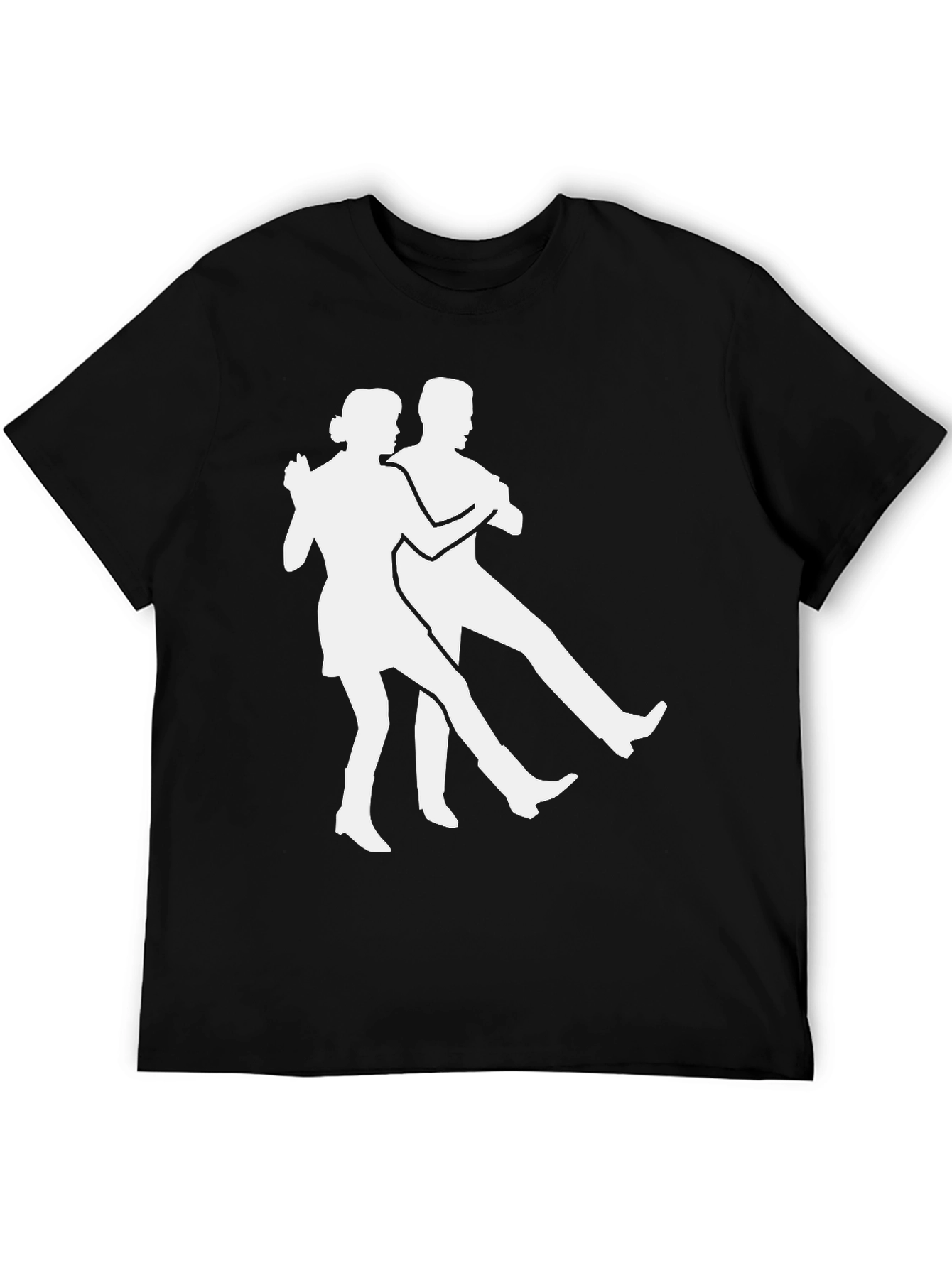 Dancing Duo Graphic Tee - Black Cotton T-Shirt
