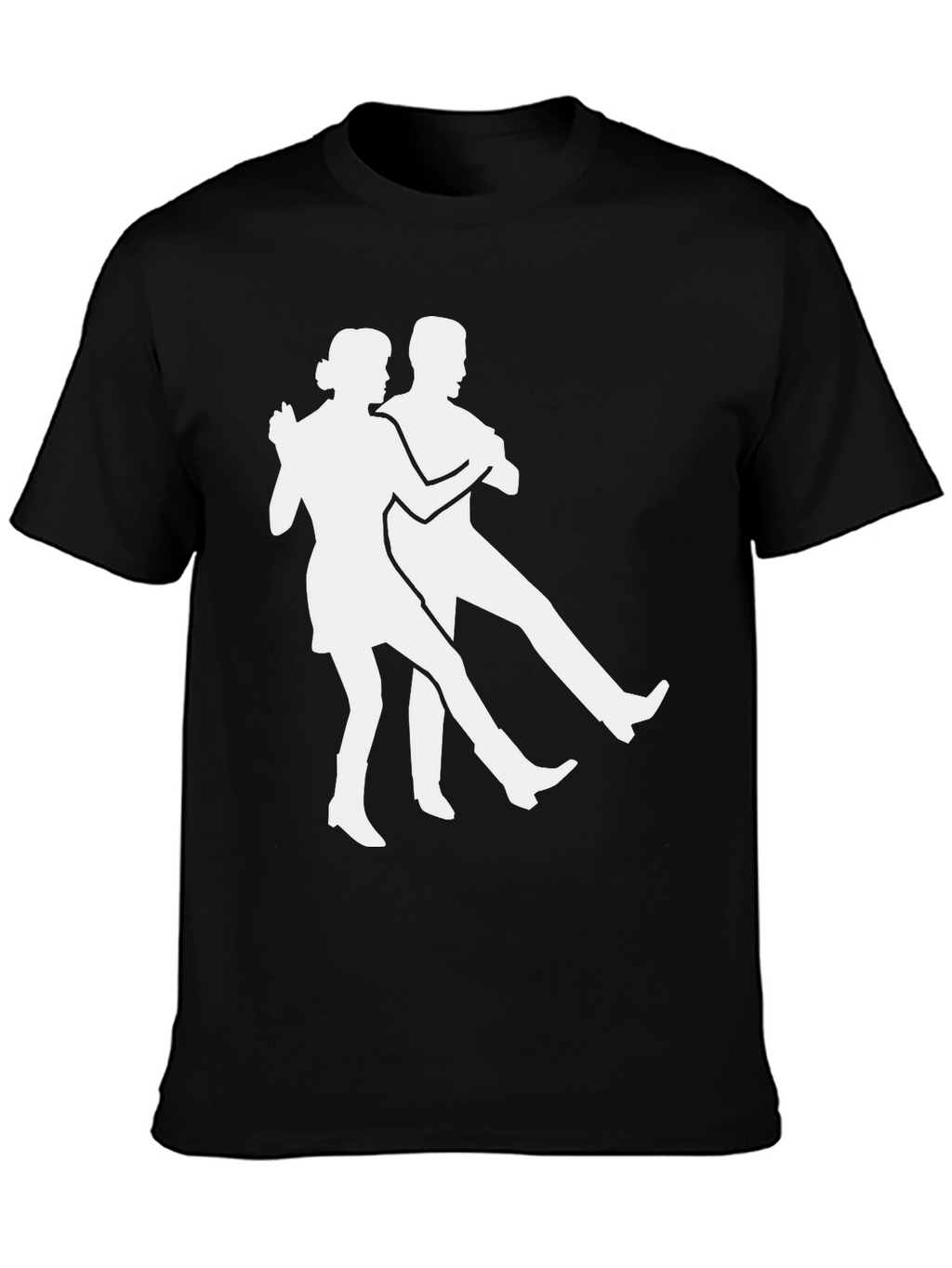 Dancing Duo Graphic Tee - Black Cotton T-Shirt