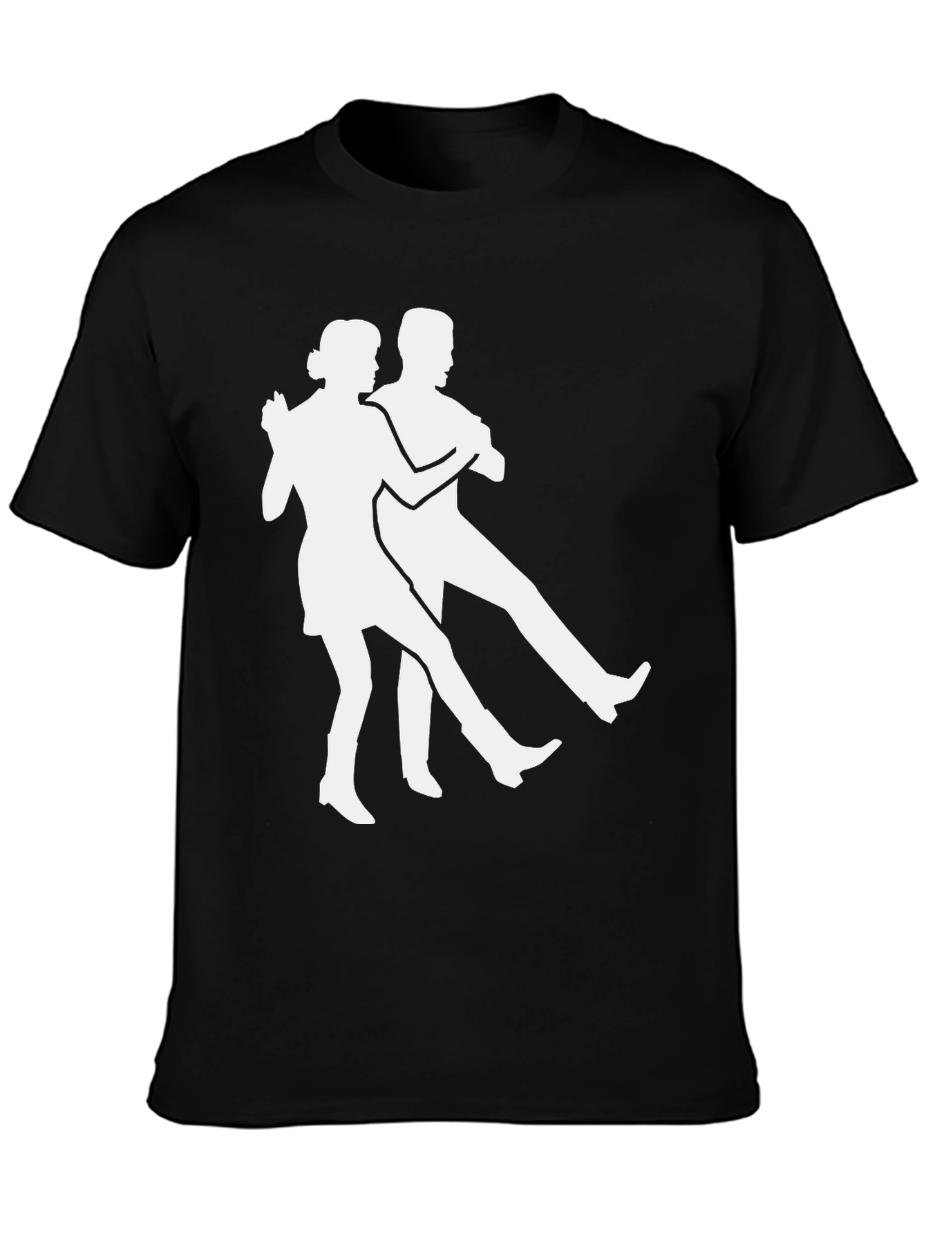 Dancing Duo Graphic Tee - Black Cotton T-Shirt