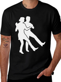Dancing Duo Graphic Tee - Black Cotton T-Shirt