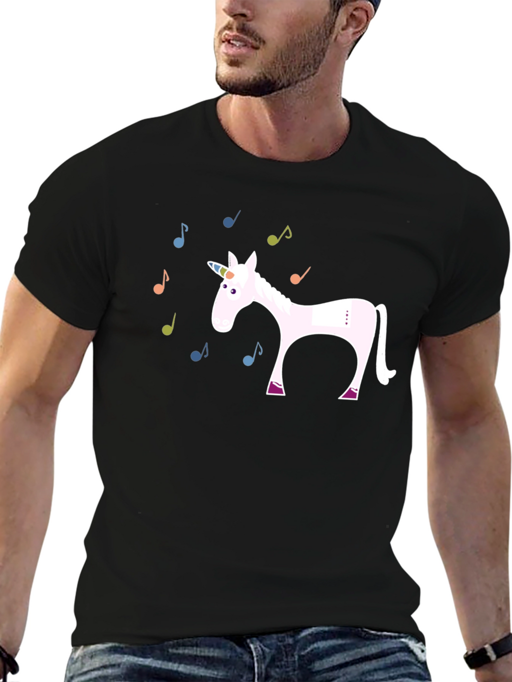 Unicorn Music Notes Graphic T-Shirt