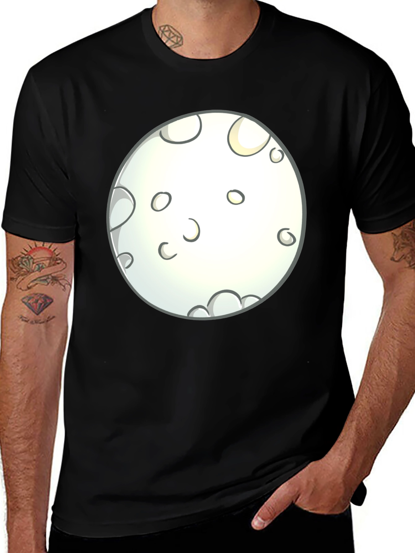 Moon Graphic Black T-Shirt - Casual Wear