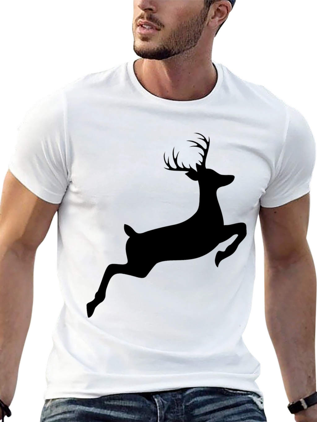 Black Deer Silhouette Tee - Mens Graphic T-Shirt