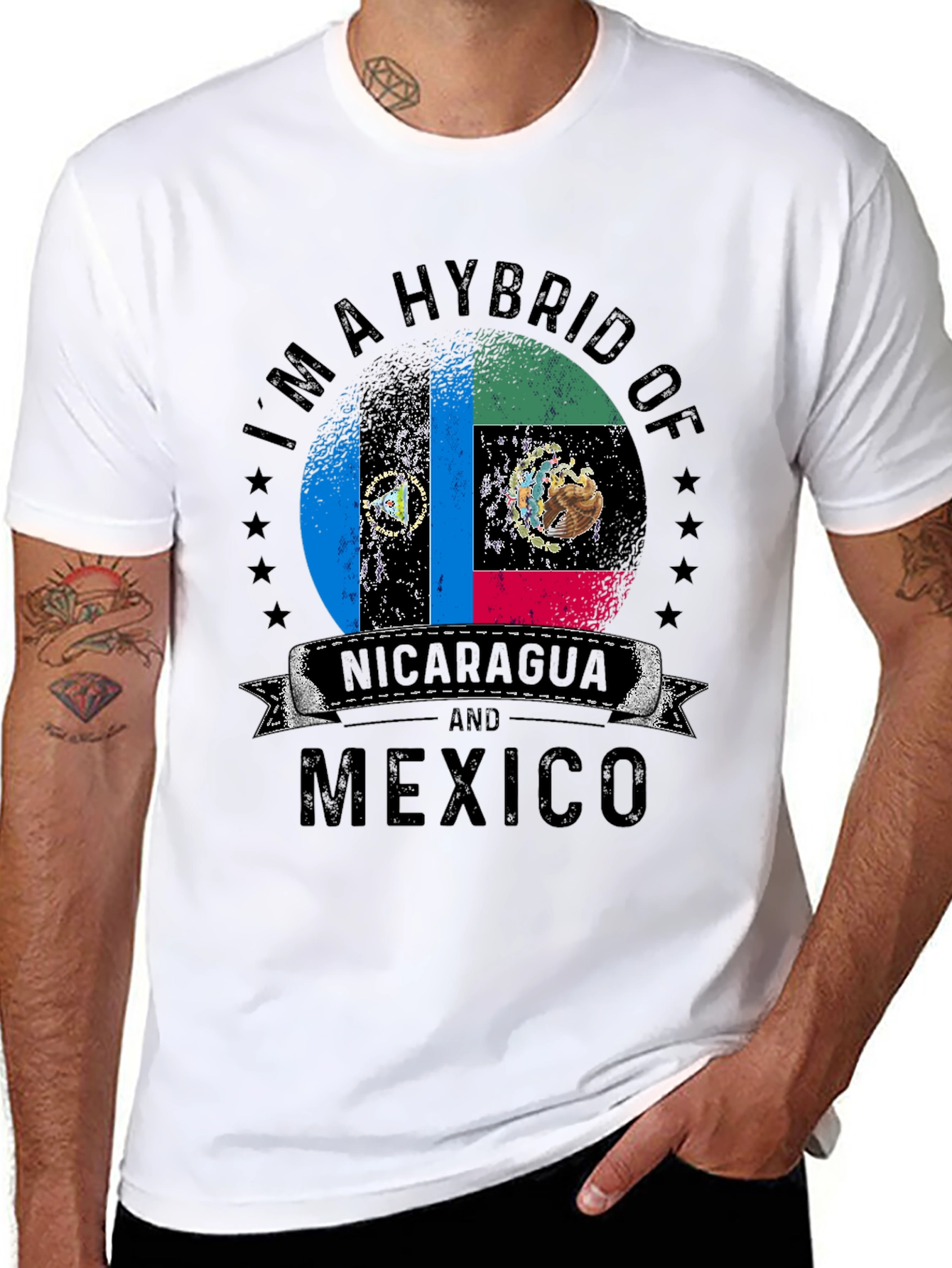 Hybrid Nicaragua and Mexico Flag T-Shirt